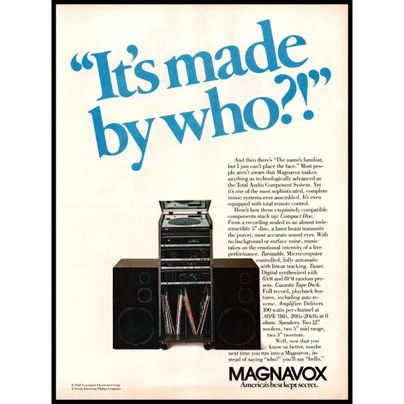 1984 Magnavox Total Component Stereo System Vintage Print Ad Audiophile Art - Picture 1 of 1